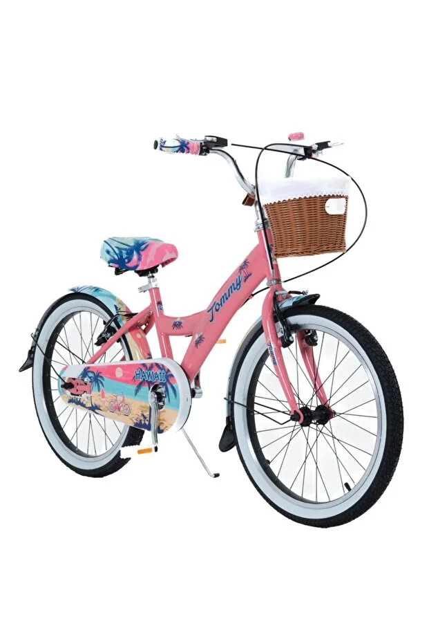 20 Jant Bisiklet Hawaii Hasır Sepetli, Deri Elcikli Çocuk Bisikleti, 6-9 Yaş Çocuk Bisikleti